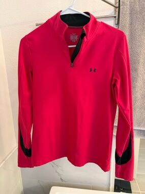 Under Armour Neon Pink Athletic Pullover with Black Trim